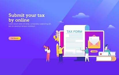 people submit tax by online vector illustration concept, online tax payment and report, can use for, landing page, template, ui, web, mobile app, poster, banner, flyer