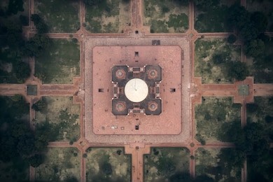 aerial view of the humayun's tomb in delhi, india. humayun's tomb is the tomb of the mughal emperor humayun