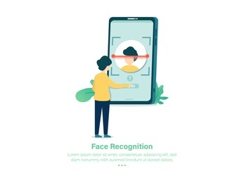 face recognition technology illustration of digital scanner for personal identity authentication