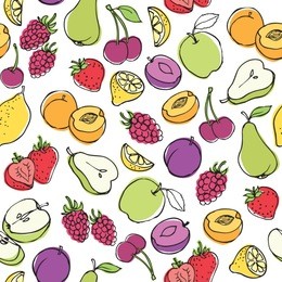fruit doodles seamless vector