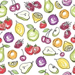 fruit doodles seamless vector