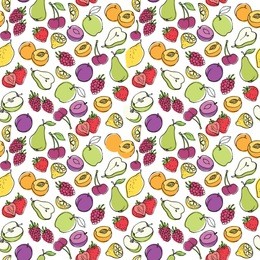 fruit doodles seamless vector