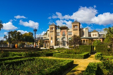 gardens of museum of arts and traditions of sevilla, spain.