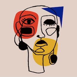 portrait a woman with earring in modern abstract style. hand drawn vector illustration for your contemporary fashion design.