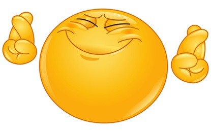 emoticon hoping hard with crossed fingers