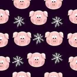 pig smiley face pattern. pig seamless pattern. pork meat. stock vector illustration