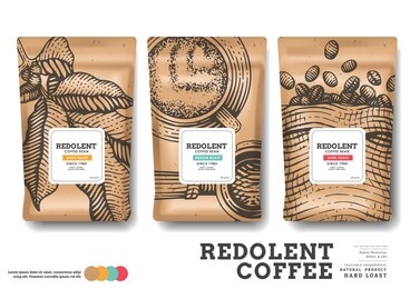 coffee illustration in packaging design.