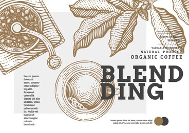 coffee illustration for poster or magazine cover or another template.