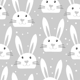 easter bunny background. cute seamless pattern with rabbit faces in childish style on grey background. vector illustration for card, textile, tea towers