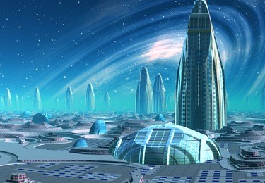 futuristic alien city - computer artwork