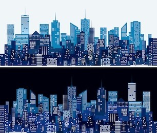  city skylines in two blue versions