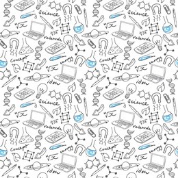 science doodles seamless background