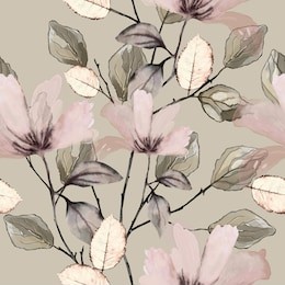 seamless pattern with flowers and leaves. floral background for wallpaper, paper and fabric.  vintage watercolors with pink flowers, tiles.