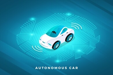 autonomous self-driving automobile sensors smart car driverless vehicle technology. vector illustrate.