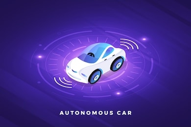 autonomous self-driving automobile sensors smart car driverless vehicle technology. vector illustrate.