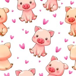 seamless pattern of cute pig