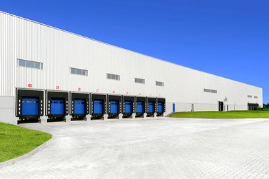 warehouse with blue sky