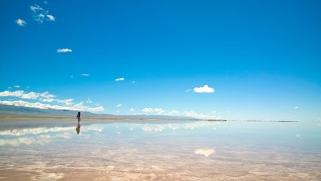 qinghai caka salt lake,blue sky in china