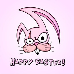 funny angry cartoon easter bunny postcard.