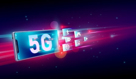 new 5th generation of internet, 5g network wireless with high speed connection online gaming, downloading, online music and movies on smartphone concept. vector