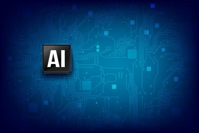 ai artificial intelligence technology cpu chipset with print circuit board dot connection line element abstract background vector illustration eps10
