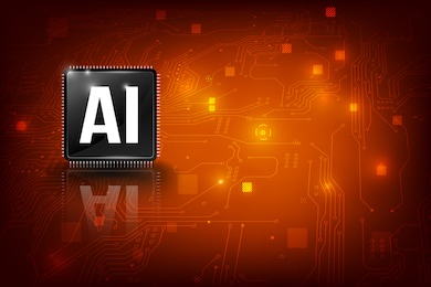 ai artificial intelligence technology cpu chipset with print circuit board dot connection line element abstract background vector illustration eps10