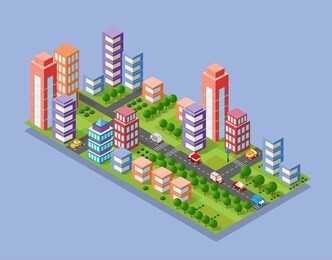 isometric set module city with skyscraper from urban building vector architecture. modern white illustration for design game and business shape background
