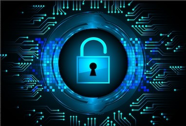 closed padlock on digital background, cyber security