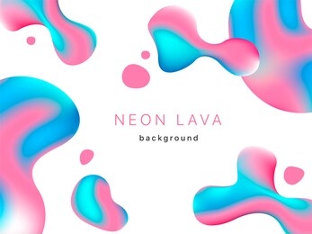 liquid neon lava lamp vector geometric background for banner or ui design.  isolated vivid gradient mesh bubbles on white. fluid colorful abstract shapes in mask eps 10