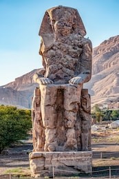 incredibly magnificent and ancient statues of colossi on the west bank of the nile. colossi memnon in luxor; luxor; egypr