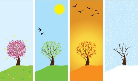 vector banners with four season trees
