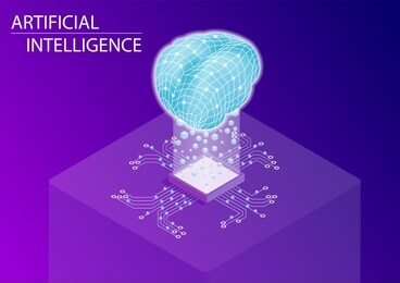 artificial intelligence and neural network concept. 3d isometric vector illustration.