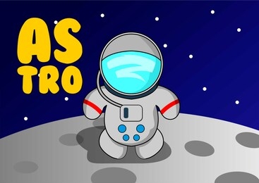 astro boy (astronaut) landing in to the moon