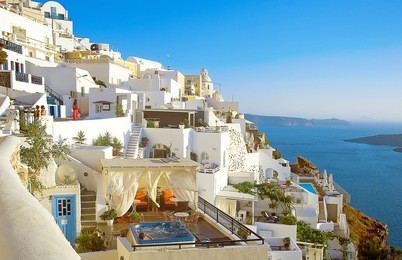 fira panorama, santorini, greece