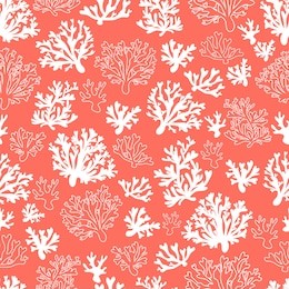 coral seamless vector pattern with color of the year 2019 - living coral color palette