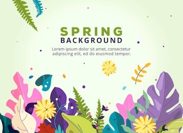 spring floral illustration banner. template international women's day background. 8 march. happy women's day card. spring flowers, fantasy forest and exotic leaves.