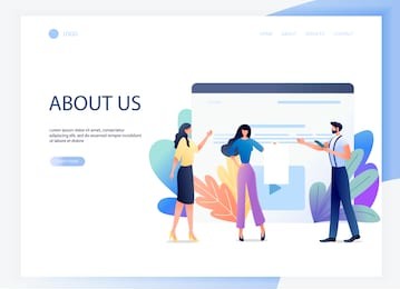 business concept vector illustration of of a company employees in workspace, office life, about us. landing web page design template