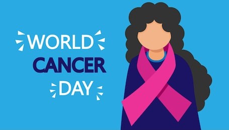 world cancer day design. beautiful girl face with celebration text quote for 4 february. horizontal card format for web banner or header, trendy design template