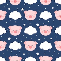 cartoon pig seamless pattern
