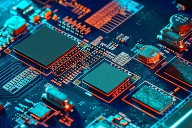 electronic circuit board close up.