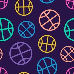 basketball seamless pattern, color background