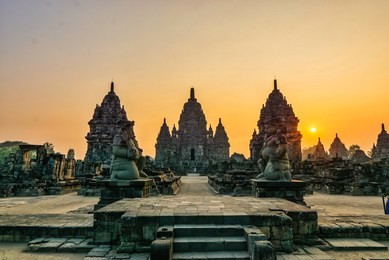 prambanan temple by sunset