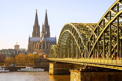 cologne cathedral and river rhine. taken in the cologne germany.