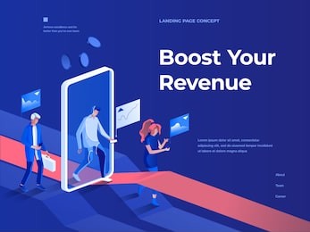 people walk with smartphones and get rewards going through a mobile application screen. business and success. 3d isometric vector illustration. landing page and header concept.