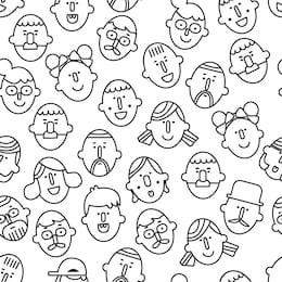 seamless pattern of line avatars icons.  faces