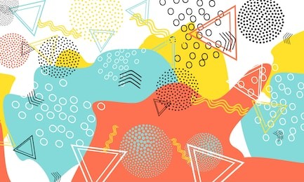 pop art color background. memphis pattern of geometric shapes for tissue and postcards. vector illustration. hipster style 80s-90s. abstract colorful funky background.