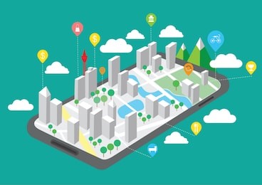 travel map on mobile phones, gps navigation technology, vector works