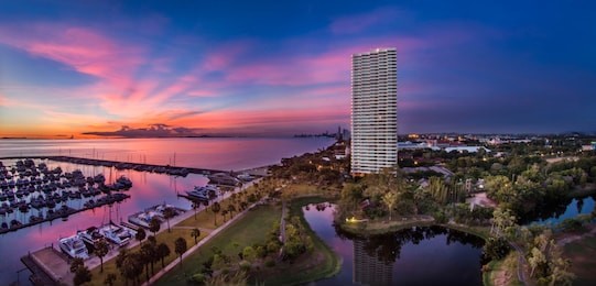 view of harbor ocean marina yachts club in pattaya thailand 