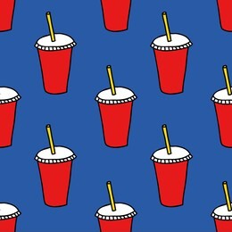 soda take away cup seamless doodle pattern