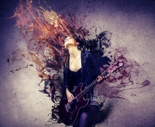 beautiful musician playing guitar
